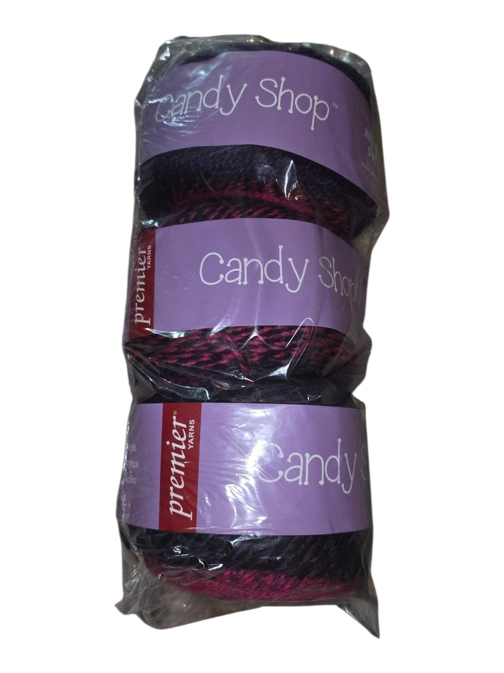 Premier Candy Shop Yarn Tootsie Lot of 3 Black Pink Burgundy Discontinued